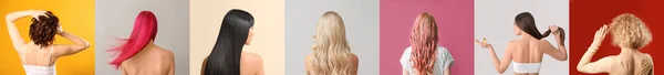 Sada Krásných Žen Jinou Barvou Vlasů — Stock fotografie