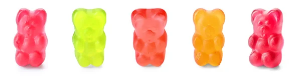 Set Tasty Jelly Bears White Background — Stockfoto