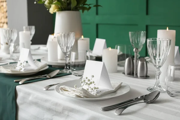 Stylish Table Setting Wedding Celebration Dining Room — 스톡 사진