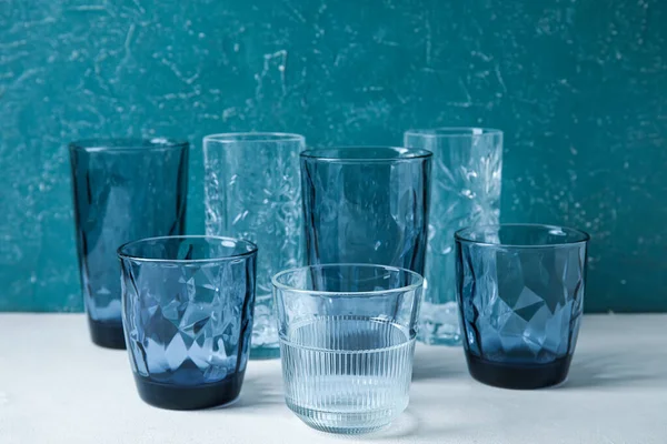 Different Empty Glasses Table — Stock Photo, Image