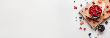 Açık arkaplanda farklı olgun böğürtlenler ve metin için boşluk