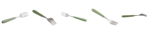 Set Flying Forks White Background — Stock Photo, Image