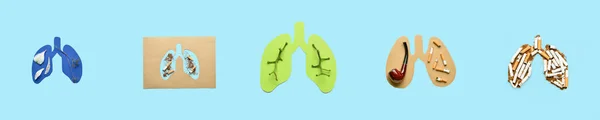 Κολάζ Χάρτινους Πνεύμονες Ανοιχτό Μπλε Φόντο Βλάβη Του Καπνίσματος — Φωτογραφία Αρχείου