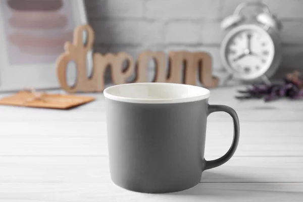 Empty Ceramic Cup Light Wooden Table — Stock Photo, Image