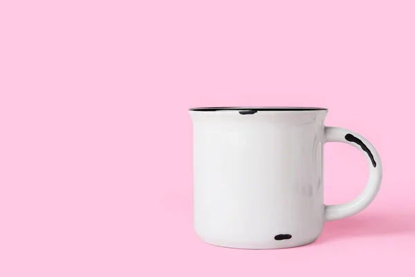 Ceramic Mug Pink Background — стоковое фото