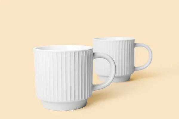 New Ceramic Cups Color Background — Fotografia de Stock