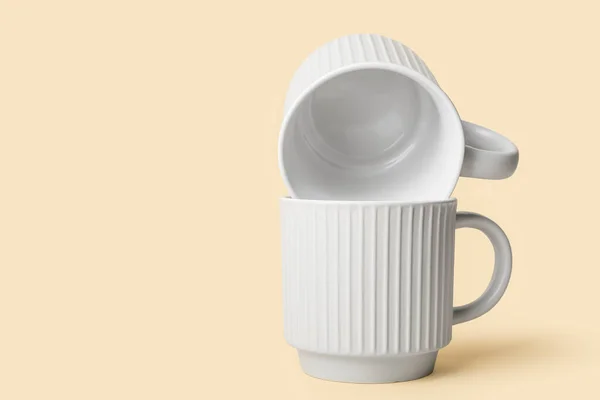 New Ceramic Cups Color Background — Stok fotoğraf