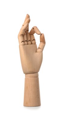 Tahta el beyaz arkaplanda iyi görünüyor