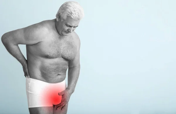 Mature Man Urologic Disease Light Background — Stock Photo, Image