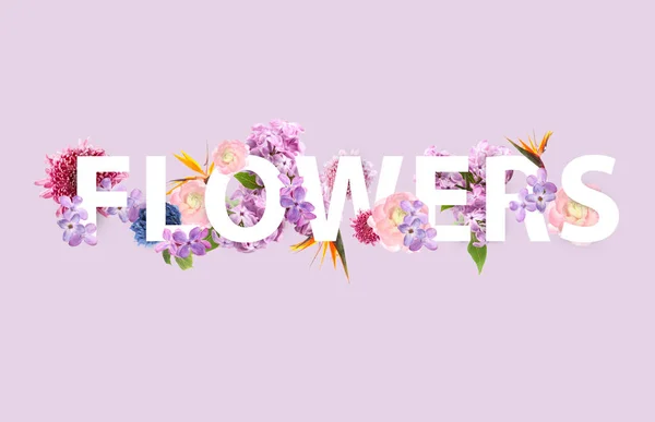 Leylak Arkaplanda Kelime Çiçekleri — Stok fotoğraf