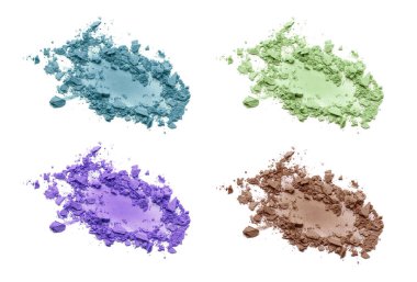 Beyaz arka planda güzel, parlak göz farı seti, üst görünüm