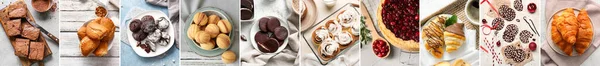 Set Delicious Pastries Top View — 스톡 사진