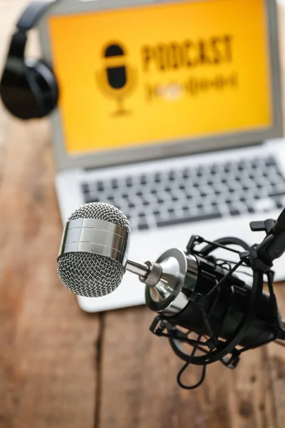 Stand Microphone Blurred Background Closeup — Stockfoto