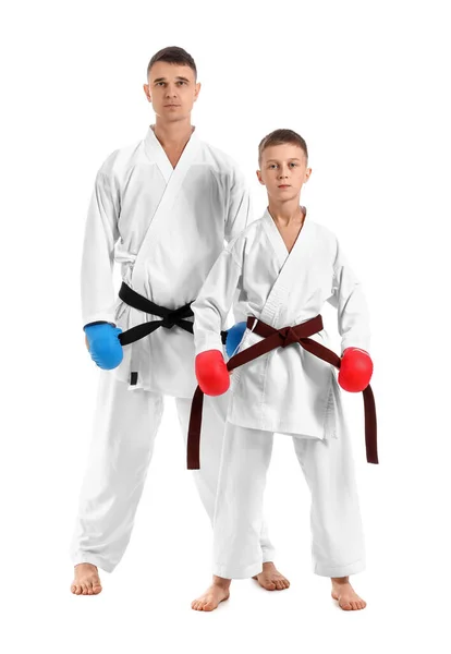 Boy Karate Instructor White Background — Photo