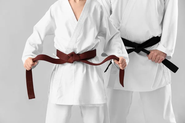 Boy Karate Instructor Light Background — Fotografia de Stock