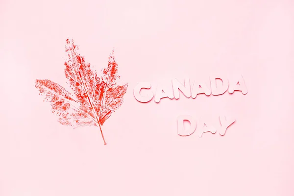 Maple Leaf Text Canada Day Color Background —  Fotos de Stock