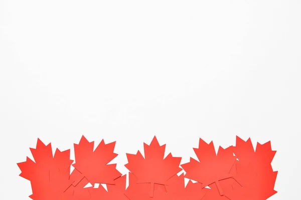 Red Paper Maple Leaves White Background Happy Canada Day — Stockfoto