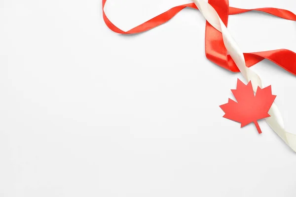 Ribbons Maple Leaf White Background Happy Canada Day — Stock Photo, Image