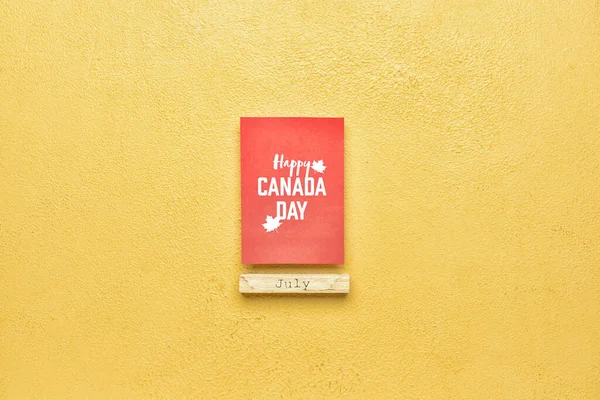 Paper Card Text Happy Canada Day Wooden Cube Word July —  Fotos de Stock