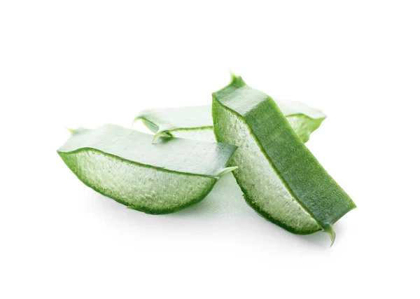 Slices Aloe Plant Leaf White Background — Stock Photo, Image