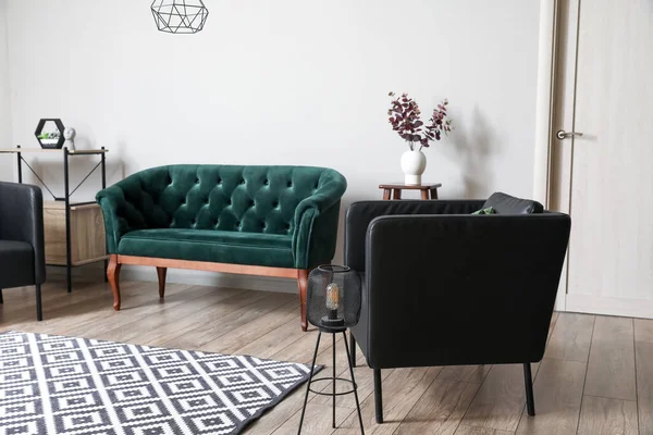 Black Armchair Sofa Interior Modern Living Room — Stock Photo, Image
