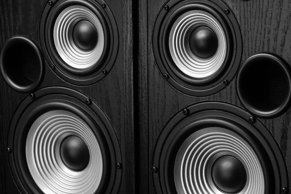 Closeup View Black Loudspeakers —  Fotos de Stock