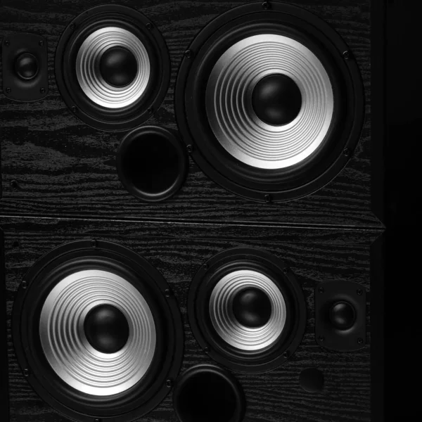 Closeup View Black Loudspeakers — Stock fotografie