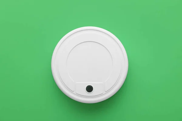 Modern Robot Vacuum Cleaner Green Background — Photo