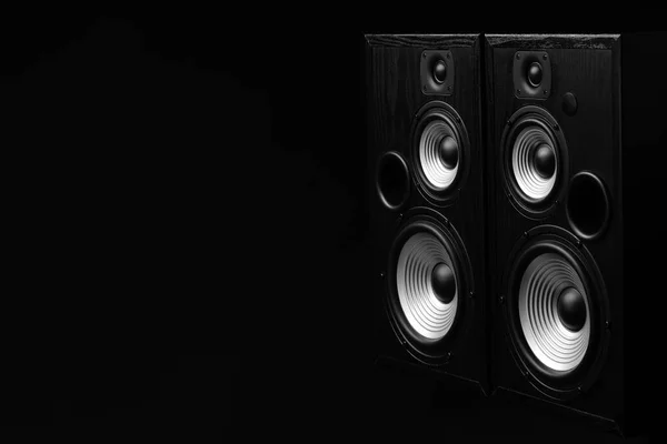 Big Modern Loudspeakers Black Background — Stock fotografie