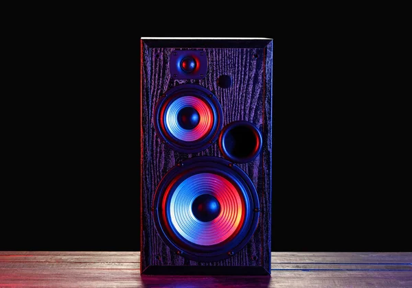 Modern Loudspeaker Table Black Background — Stock fotografie