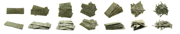 Set Tasty Seaweed Sheets White Background — Photo