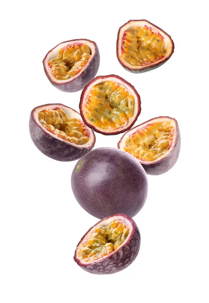 Delicious Flying Passion Fruit White Background — Foto Stock