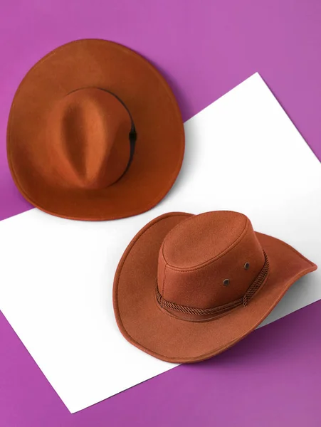 Cowboy Hats Color Background — Stock Photo, Image