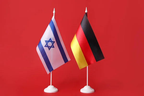 Flags Israel Germany Red Background — Stockfoto