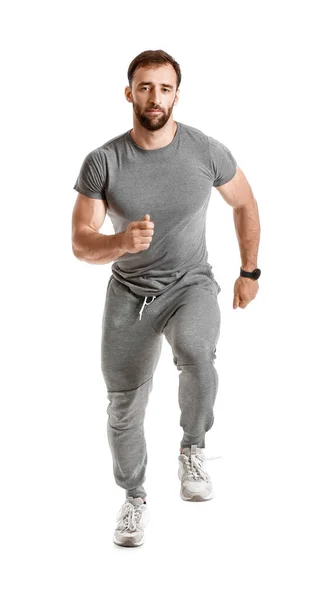 Sporty Male Runner White Background — Stock Photo, Image