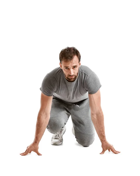 Sporty Male Runner White Background — Stock Photo, Image