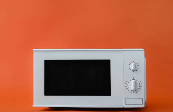 Modern Microwave Oven Color Background — Stock Photo, Image