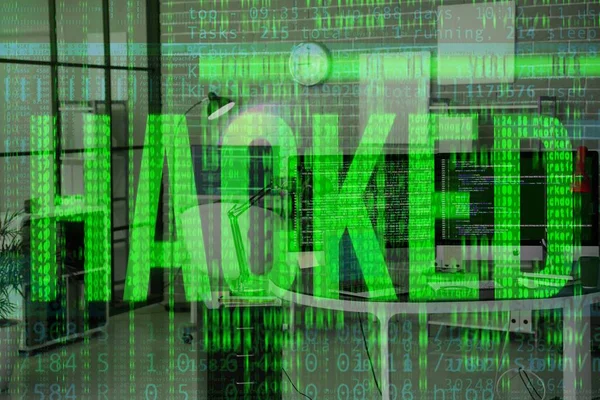 Double Exposure Programmer Office Computer Code Word Hacked — Stockfoto