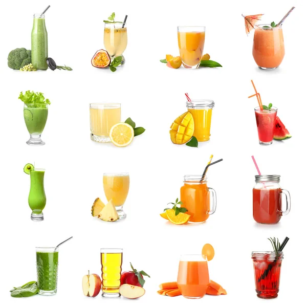 Set Healthy Colorful Juices White Background — Stock Photo, Image