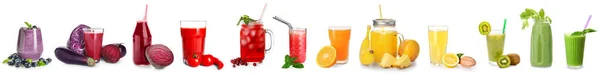 Set Healthy Colorful Juices White Background —  Fotos de Stock