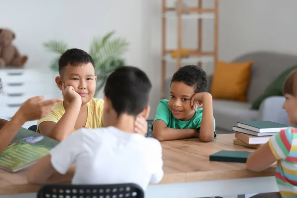 Little Children Having Literature Lesson Classroom — Fotografia de Stock