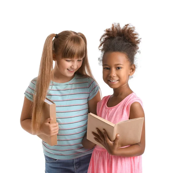 Little Girls Books White Background — Foto de Stock