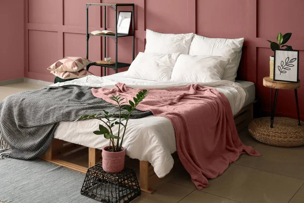 Stylish Interior Bedroom Modern Furniture — Stock Photo, Image