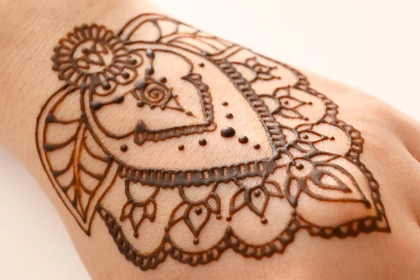 Female Hand Mehendi Tattoo Closeup — Foto de Stock