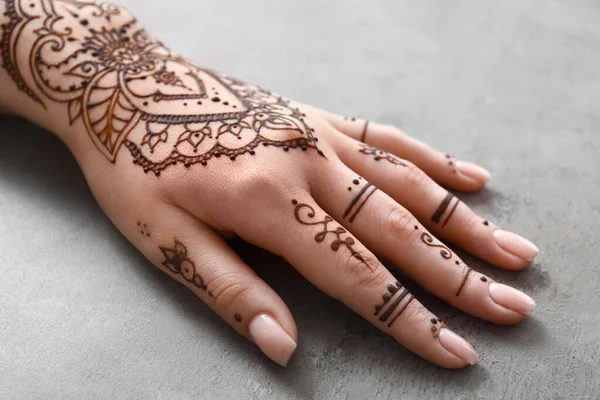 Female Hand Painted Henna Grunge Background Closeup — Foto de Stock