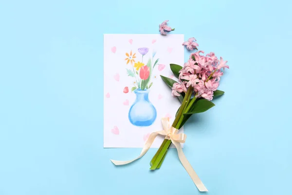 Picture Flowers Blue Background Mother Day Celebration — Stockfoto