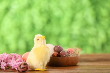 Tatlı tavuk, Paskalya yumurtası ve açık havada çiçekler.