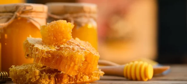 Sweet Honey Combs Wooden Table — Stock Photo, Image