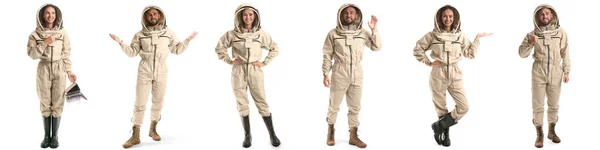 Set Beekeepers Protective Suits White Background — Fotografia de Stock