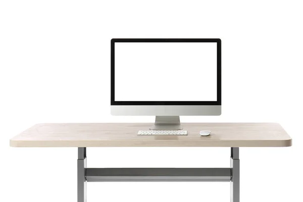 Standing Desk Modern Computer White Background — Fotografie, imagine de stoc